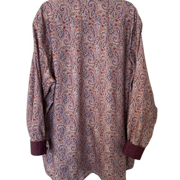 Daniel Hechter Paris Long Sleeve Button Down Shirt, Pink Orange Blue Paisley - Picture 2 of 13